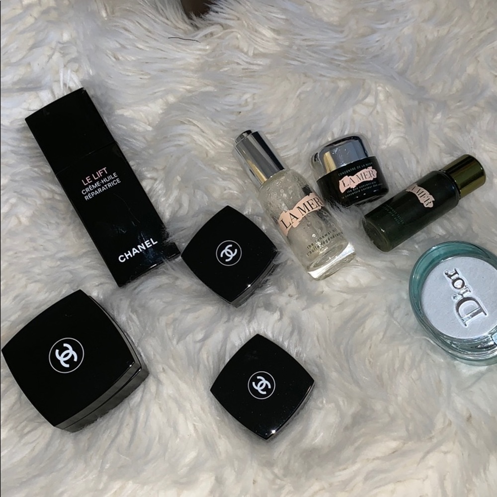 Chanel, Dior, La mer empty face cream containers